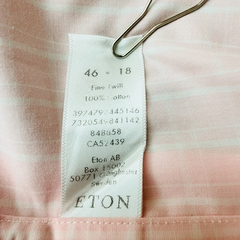 Eton Contemporary Fit Twill Dress Shirt Mens‎ XXL 18 (46) Pink Long Sleeve $270